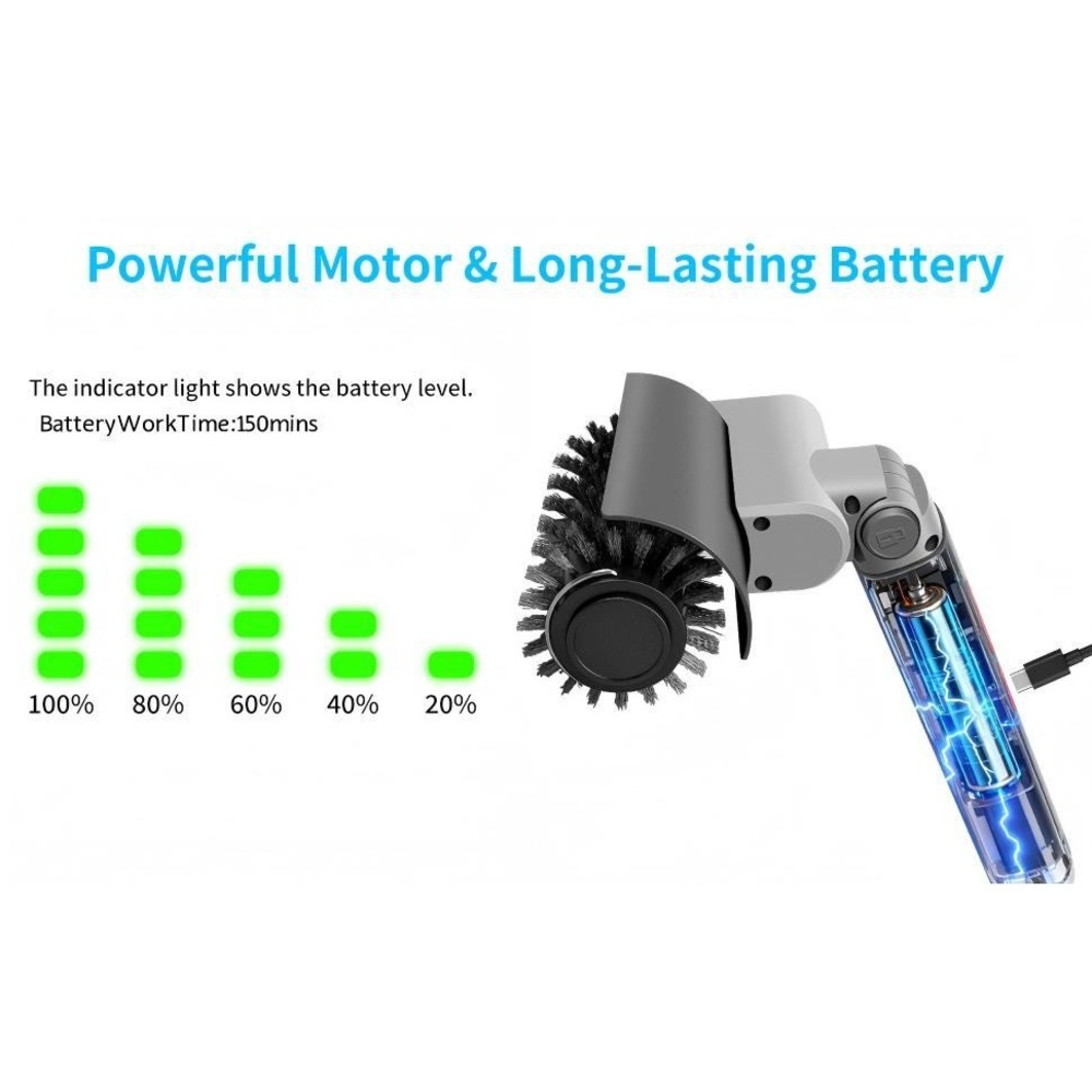 FLYSH Electric Grill Brush Home OS Grey Cordless Motorized Cleaner BBQ Tool - Picture 5 of 8